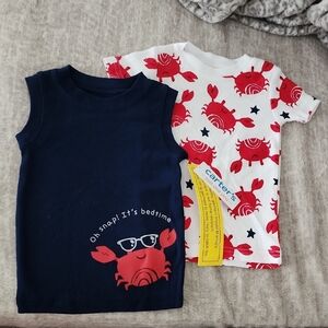 Carter's Kids Crab Print Shirts - Red & Blue